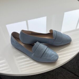 Carolina Blue Leather Loafers for Women 7.5